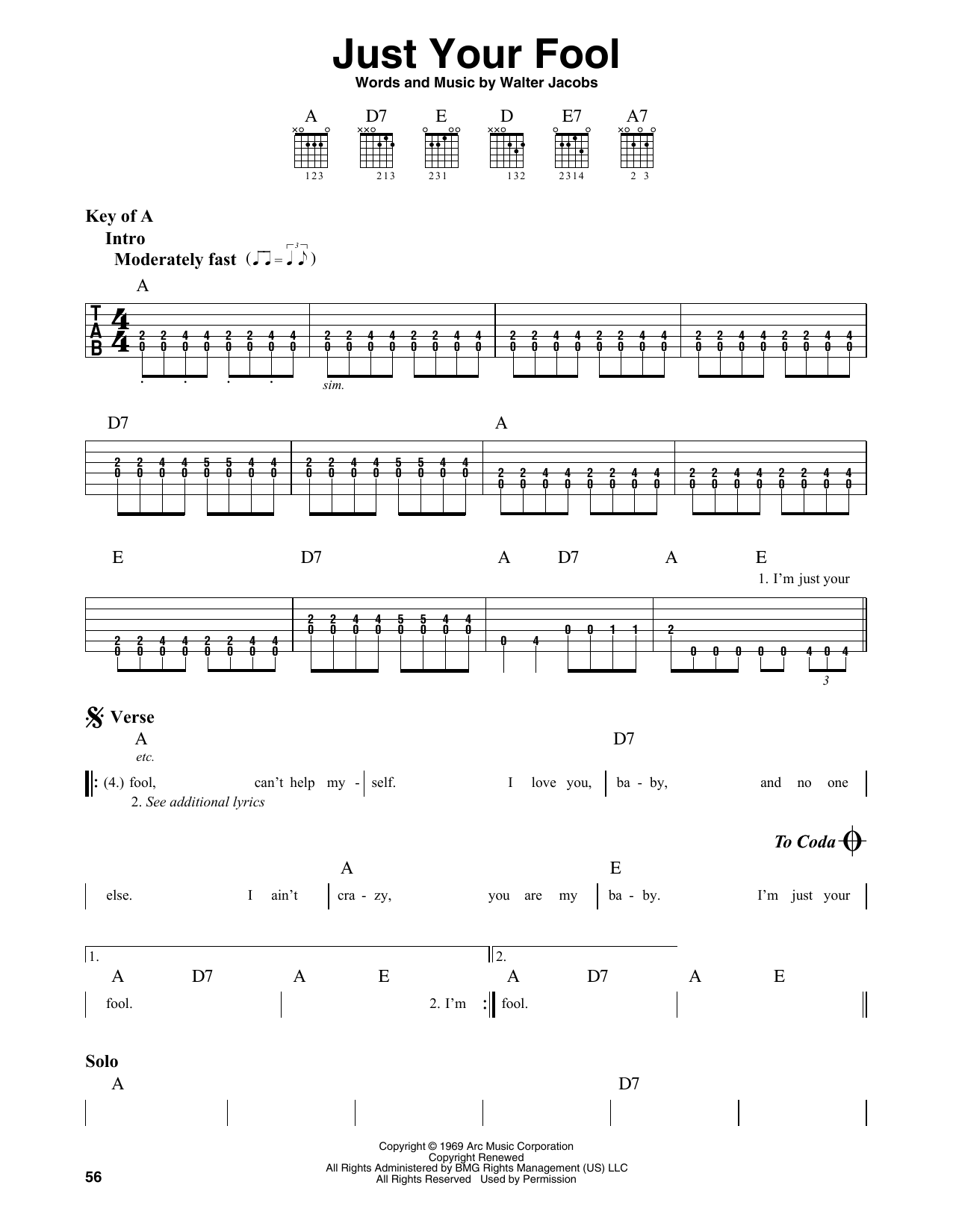Download Little Walter Just Your Fool Sheet Music and learn how to play Guitar Lead Sheet PDF digital score in minutes