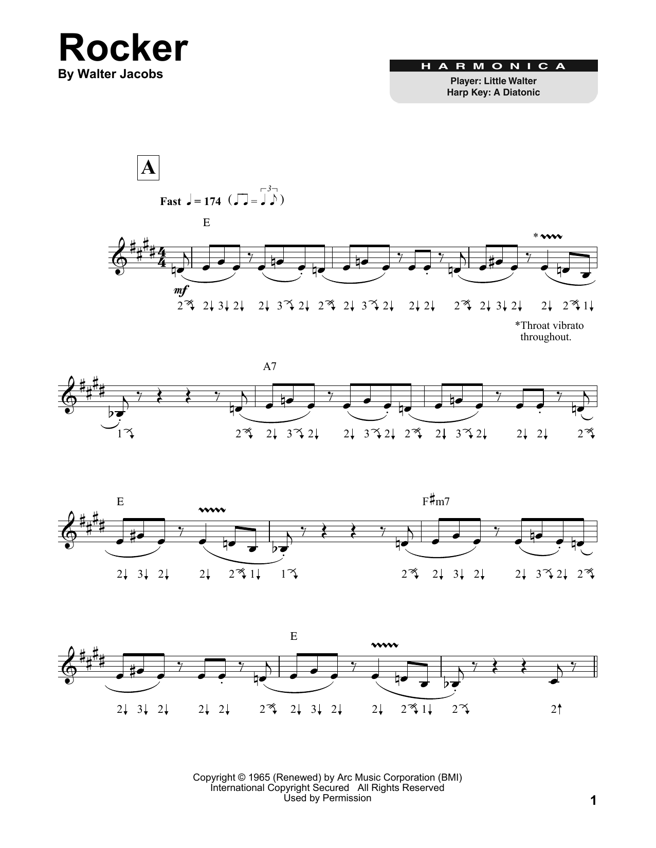 Download Little Walter Rocker Sheet Music and learn how to play Harmonica PDF digital score in minutes