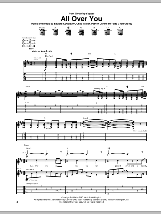 Download Live All Over You Sheet Music and learn how to play Guitar Tab PDF digital score in minutes