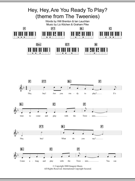 Download Liz Kitchen Hey, Hey, Are You Ready To Play? (theme from The Tweenies) Sheet Music and learn how to play Keyboard PDF digital score in minutes