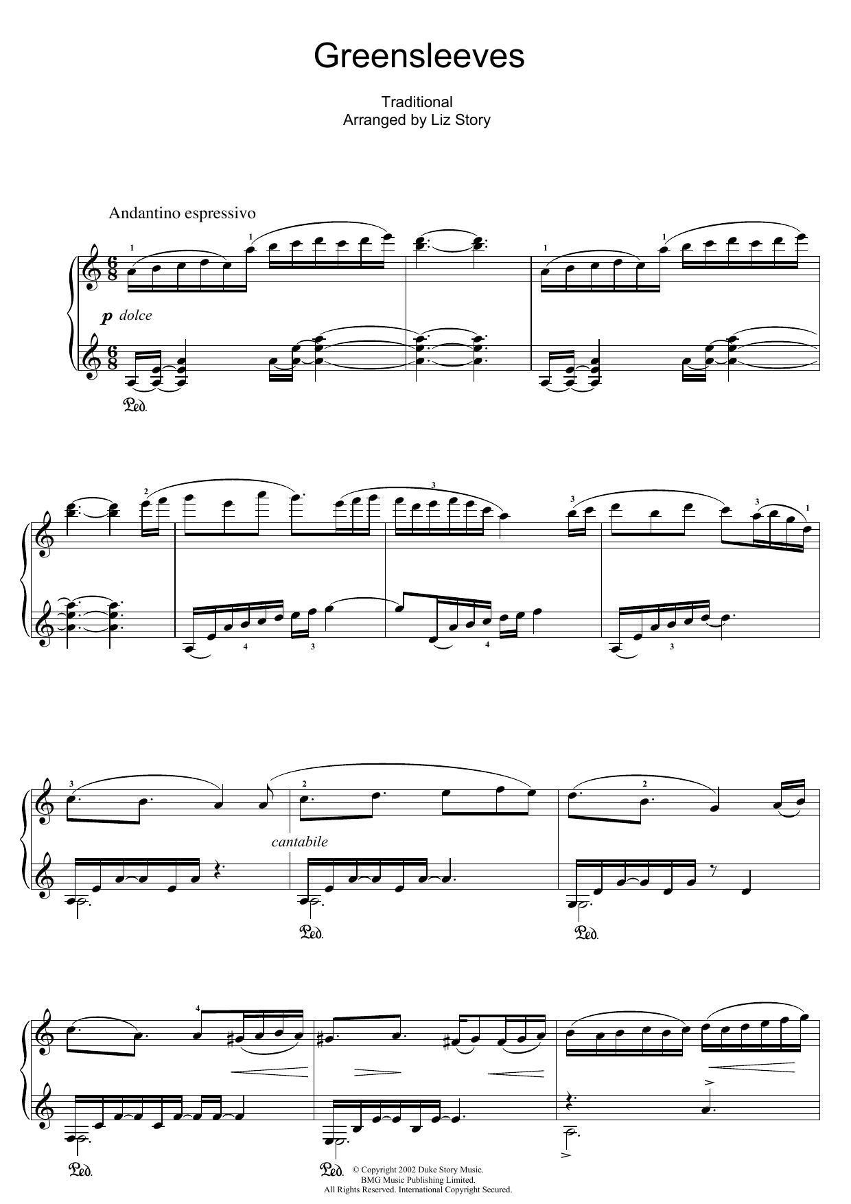 Download Liz Story Greensleeves Sheet Music and learn how to play Piano PDF digital score in minutes