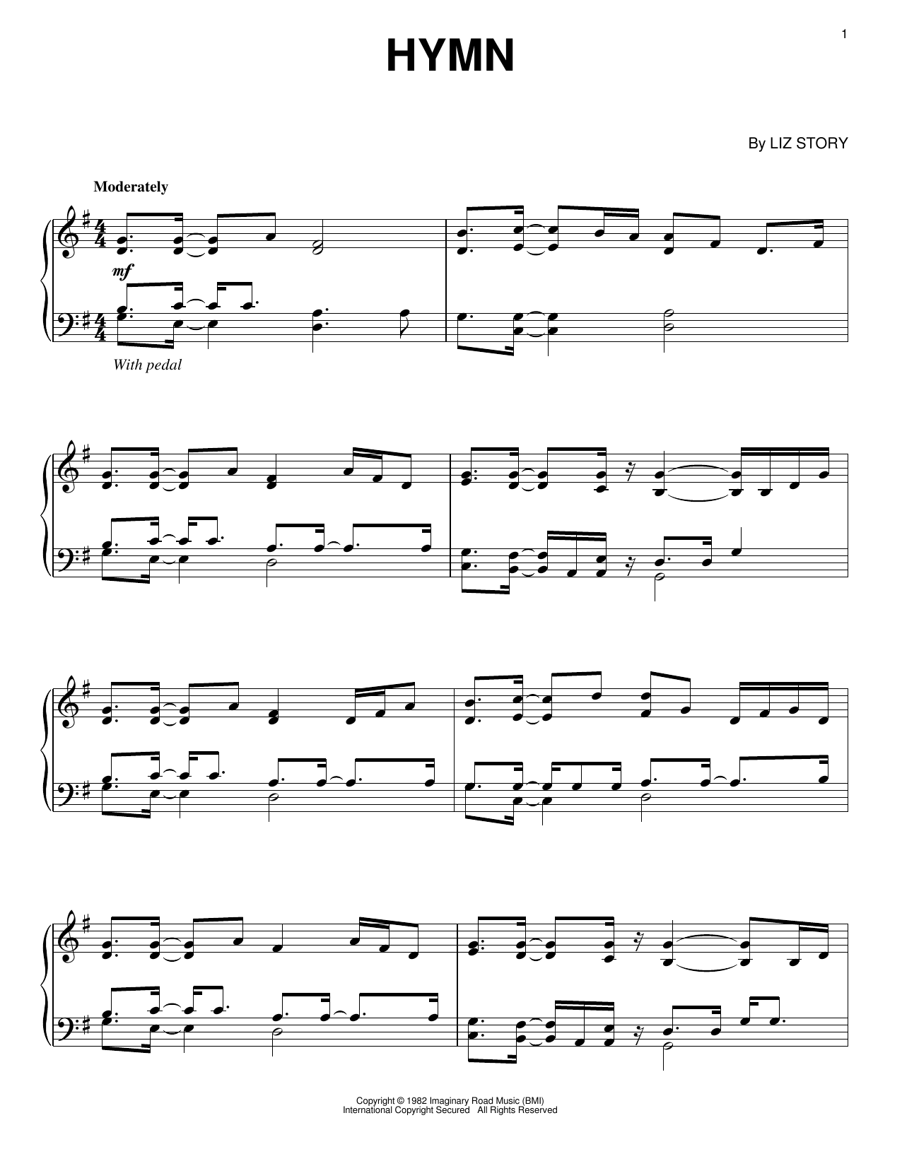 Download Liz Story Hymn Sheet Music and learn how to play Big Note Piano PDF digital score in minutes