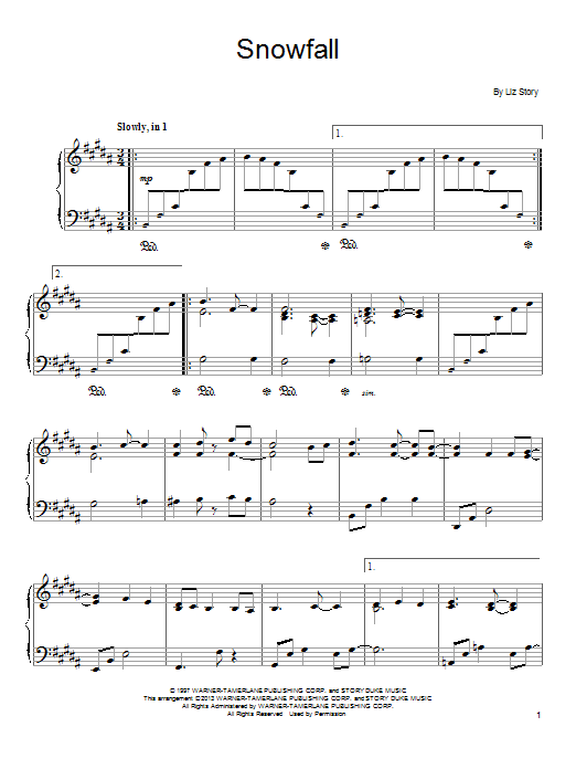 Download Liz Story Snowfall Sheet Music and learn how to play Piano PDF digital score in minutes