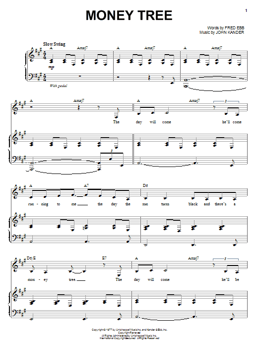 Download Liza Minnelli Money Tree Sheet Music and learn how to play Piano & Vocal PDF digital score in minutes
