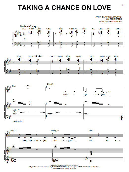 Download Liza Minnelli Taking A Chance On Love Sheet Music and learn how to play Piano, Vocal & Guitar (Right-Hand Melody) PDF digital score in minutes