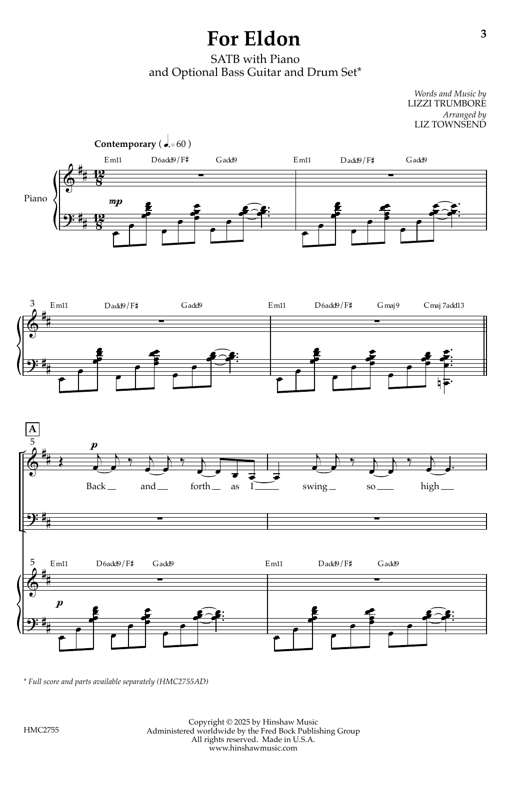 Download Lizzi Trumbore For Eldon (arr. Liz Townsend) Sheet Music and learn how to play SATB Choir PDF digital score in minutes