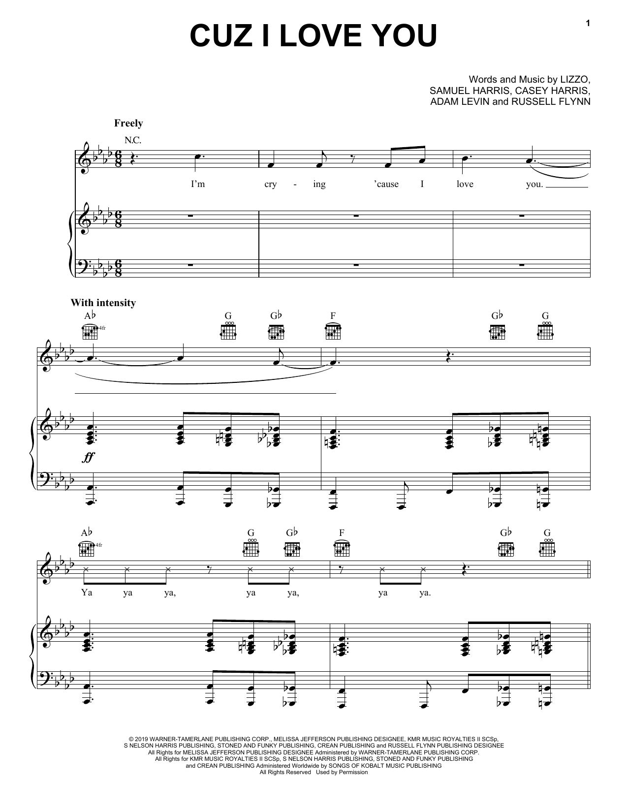 Download Lizzo Cuz I Love You Sheet Music and learn how to play Piano, Vocal & Guitar Chords (Right-Hand Melody) PDF digital score in minutes