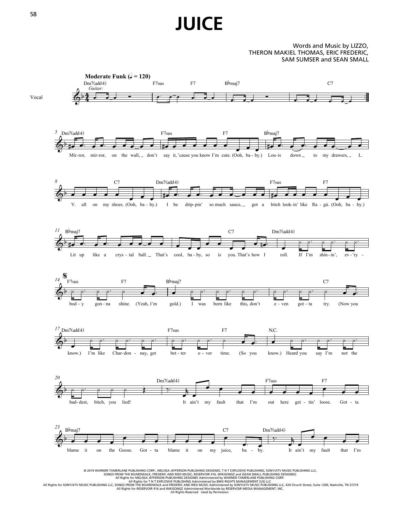 Download Lizzo Juice (Horn Section) Sheet Music and learn how to play Transcribed Score PDF digital score in minutes