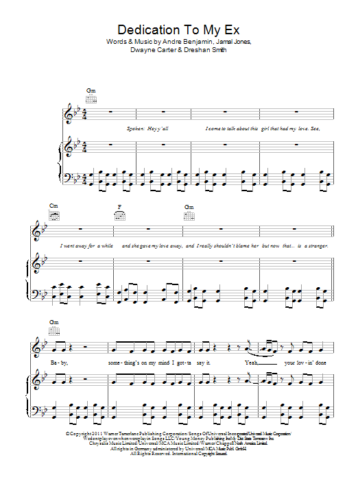 Download Lloyd Dedication To My Ex (Miss That) Sheet Music and learn how to play Piano, Vocal & Guitar (Right-Hand Melody) PDF digital score in minutes