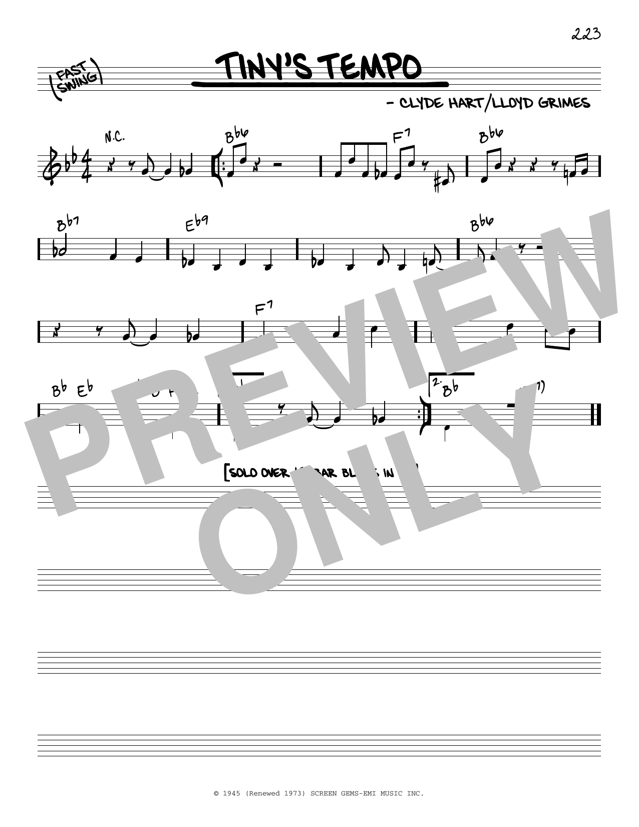 Download Lloyd Grimes Tiny's Tempo Sheet Music and learn how to play Real Book – Melody & Chords PDF digital score in minutes