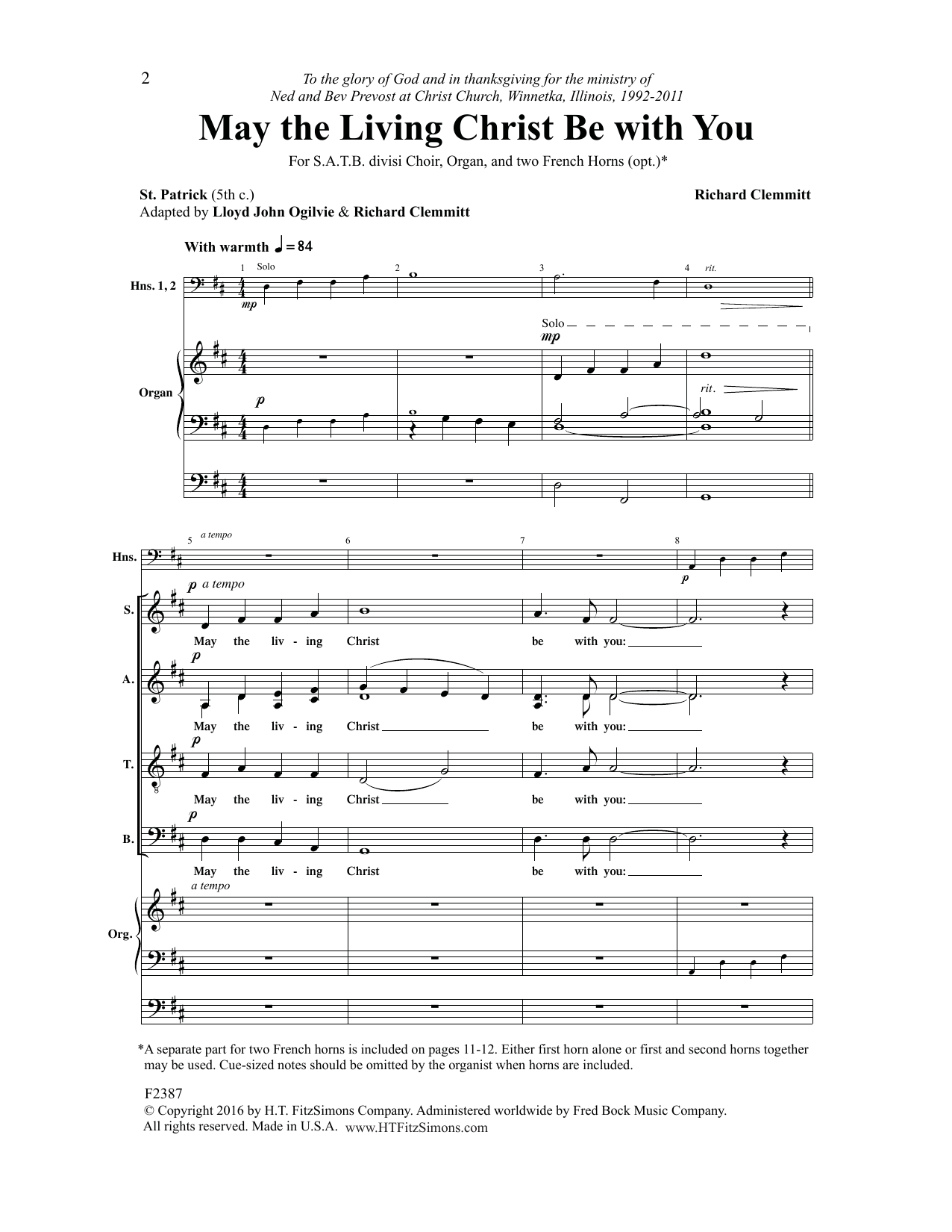 Download Lloyd John Ogilvie May the Living Christ Be with You Sheet Music and learn how to play SATB Choir PDF digital score in minutes