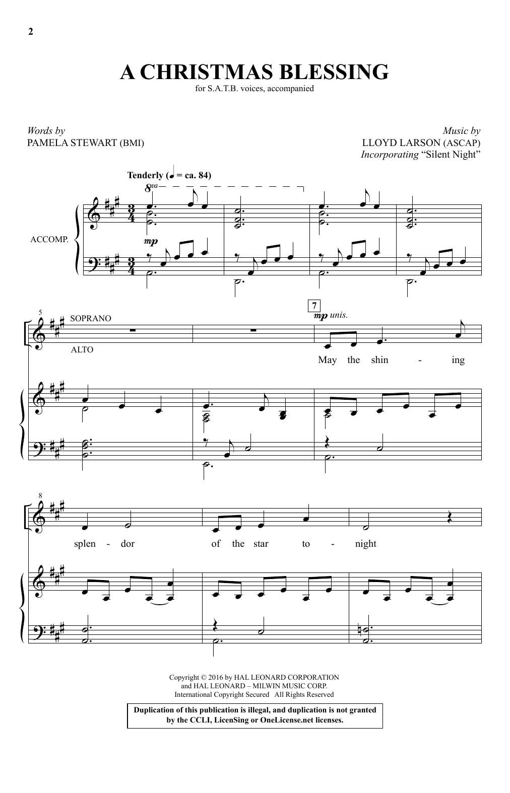 Download Lloyd Larson A Christmas Blessing Sheet Music and learn how to play SATB PDF digital score in minutes