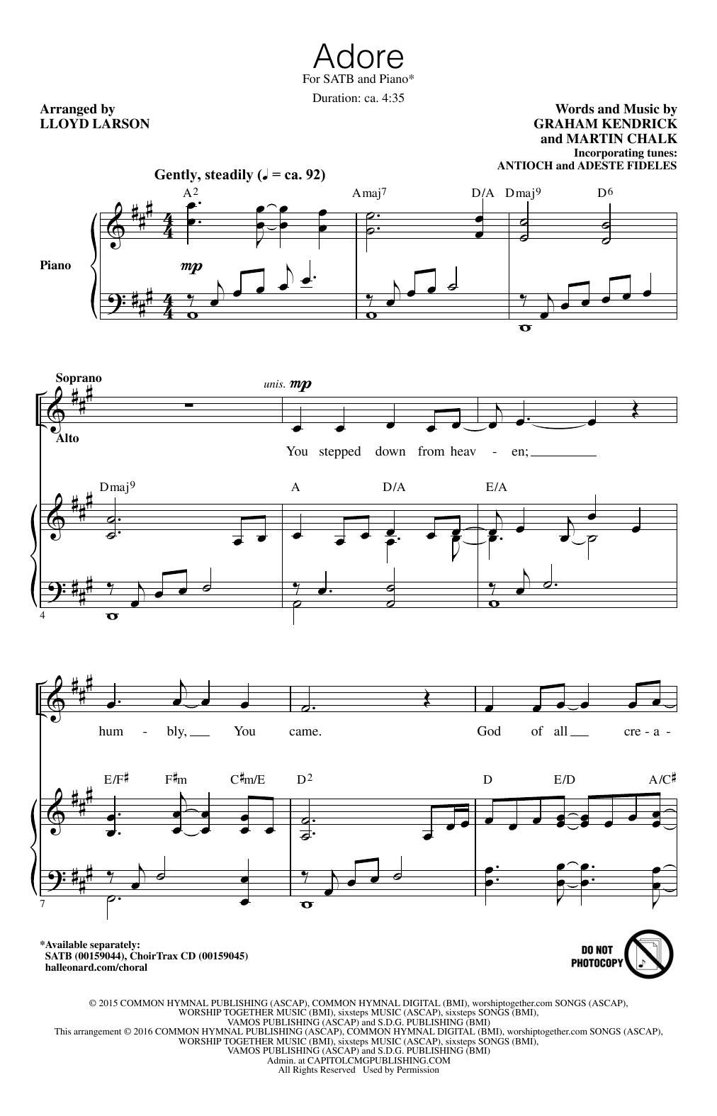 Download Lloyd Larson Adore Sheet Music and learn how to play SATB PDF digital score in minutes