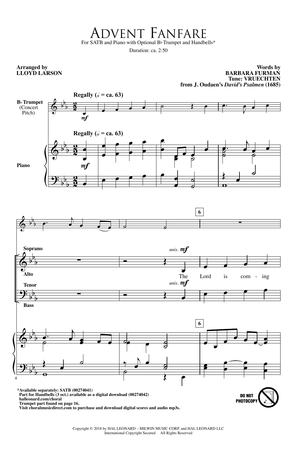 Download Lloyd Larson Advent Fanfare Sheet Music and learn how to play Choral PDF digital score in minutes