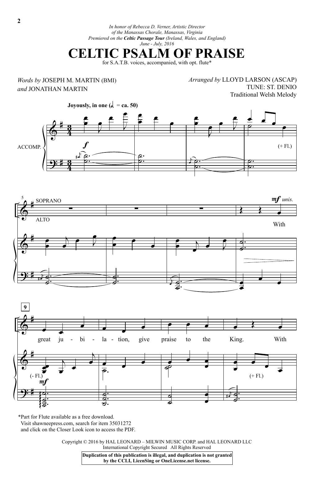 Download Lloyd Larson Celtic Psalm Of Praise Sheet Music and learn how to play Choral PDF digital score in minutes