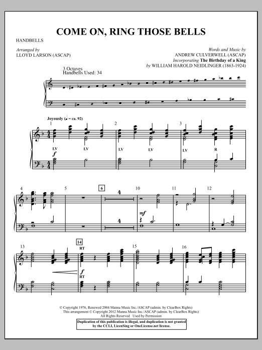 Download Lloyd Larson Come On, Ring Those Bells Sheet Music and learn how to play Percussion PDF digital score in minutes