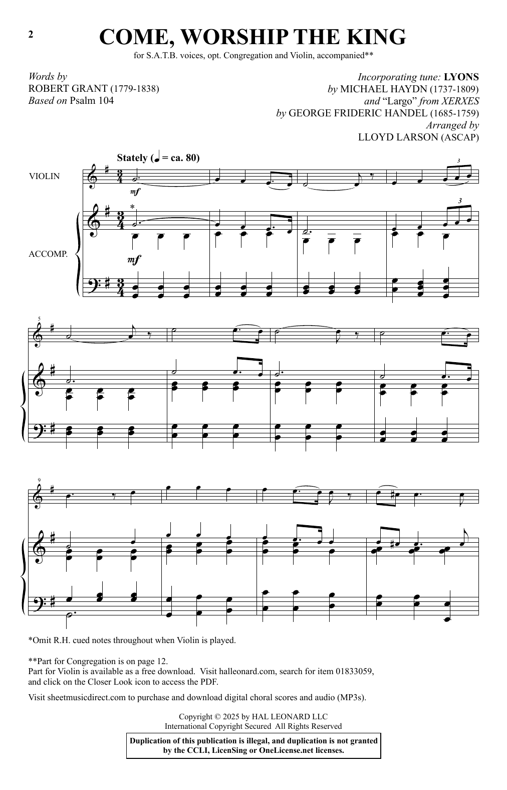 Download Lloyd Larson Come, Worship The King Sheet Music and learn how to play SATB Choir PDF digital score in minutes