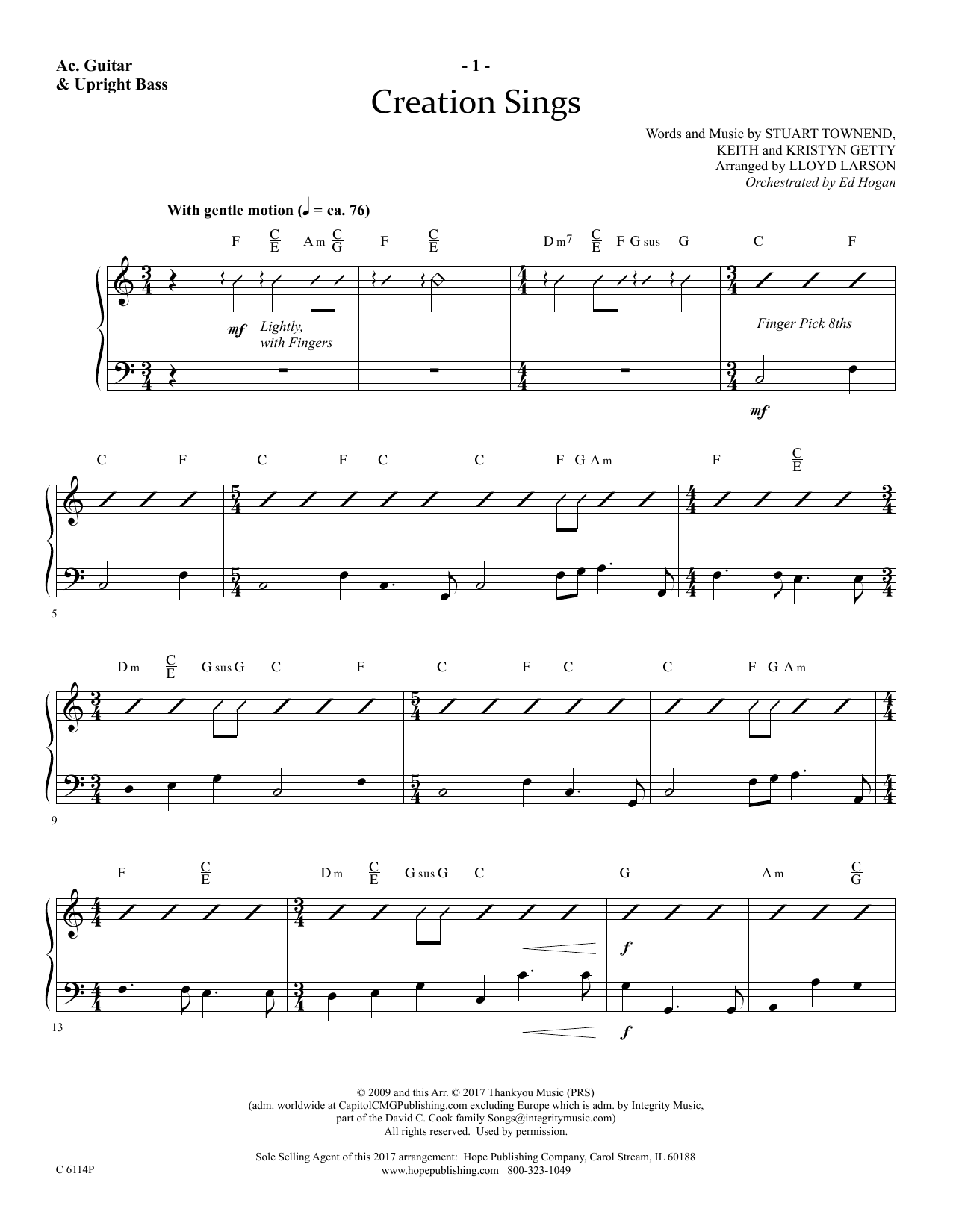 Download Lloyd Larson Creation Sings - Acoustic Guitar/Electric Bass Sheet Music and learn how to play Choir Instrumental Pak PDF digital score in minutes