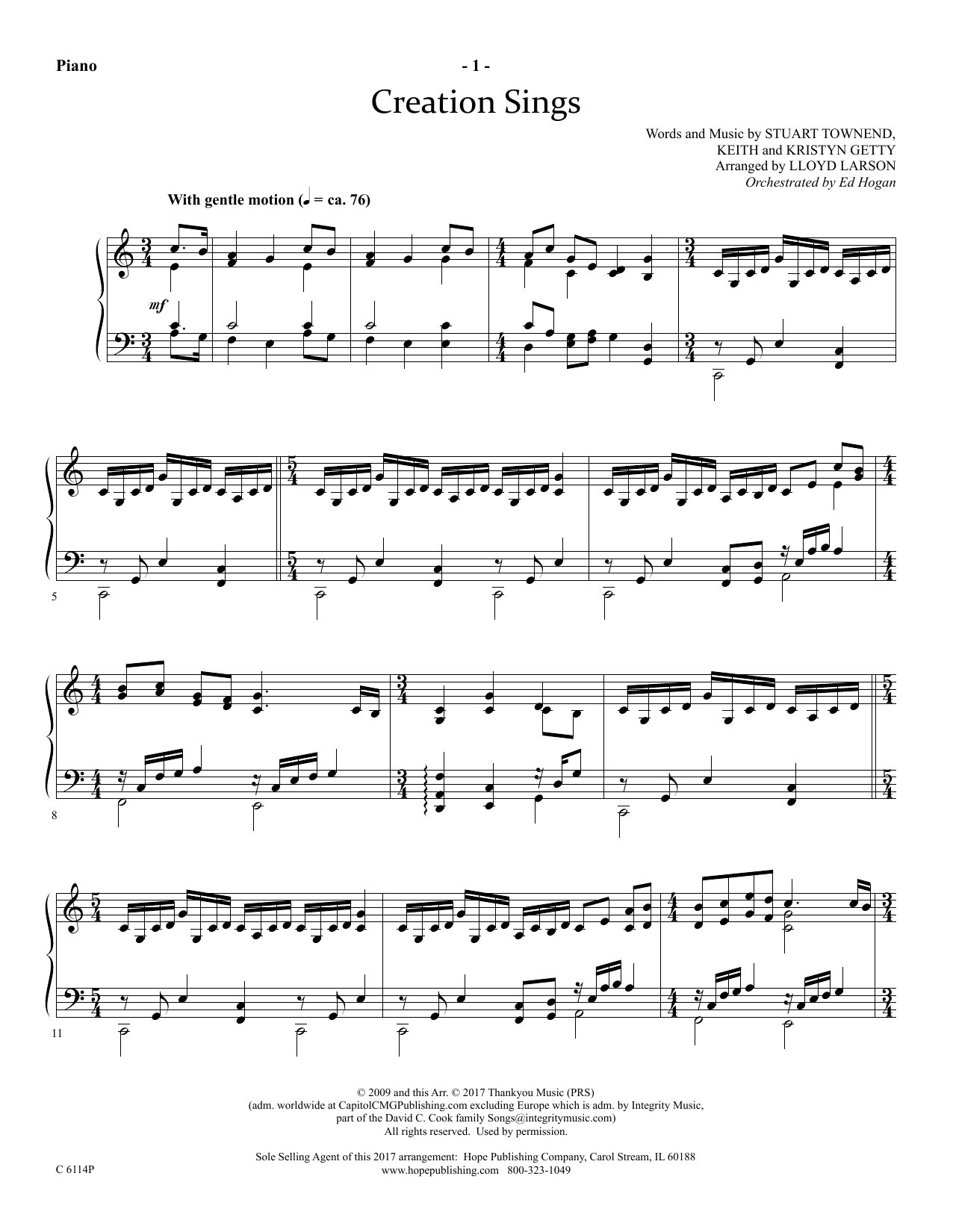 Download Lloyd Larson Creation Sings - Piano Sheet Music and learn how to play Choir Instrumental Pak PDF digital score in minutes