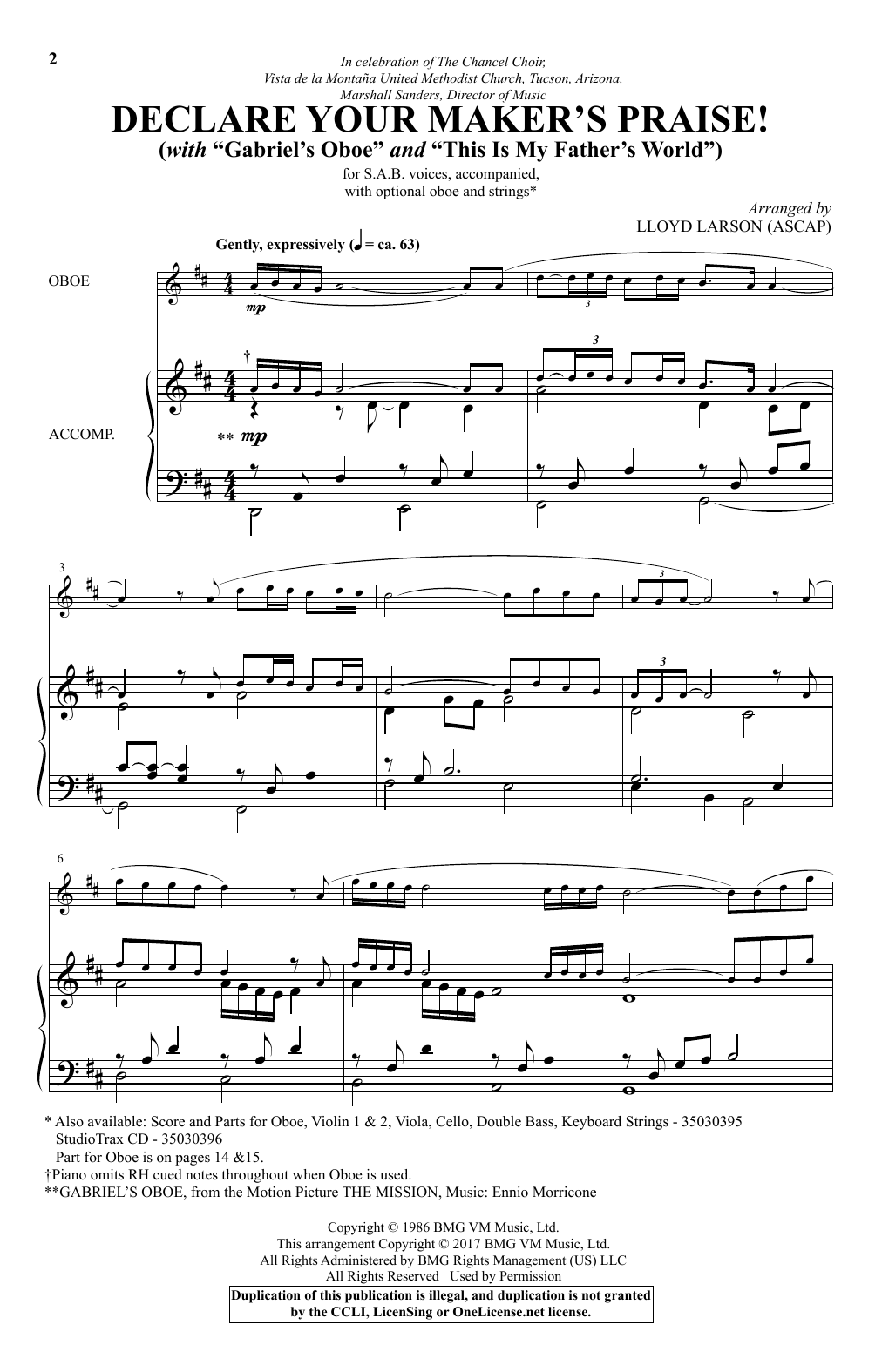 Download Lloyd Larson Declare Your Maker's Praise! Sheet Music and learn how to play Choral PDF digital score in minutes