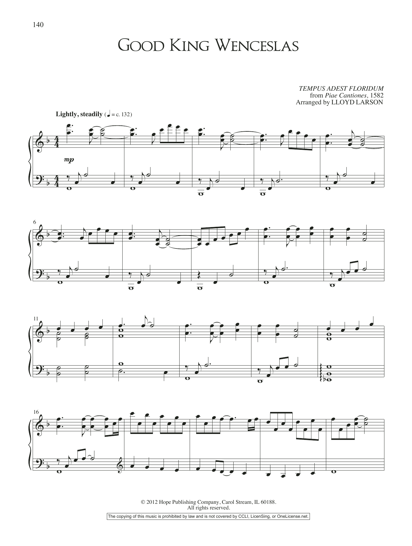 Download Lloyd Larson Good King Wenceslas Sheet Music and learn how to play Piano Solo PDF digital score in minutes