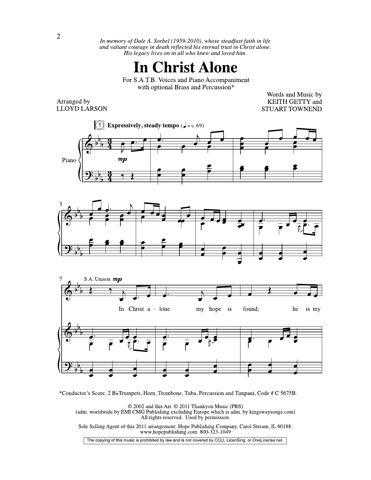 Download Lloyd Larson In Christ Alone Sheet Music and learn how to play SATB Choir PDF digital score in minutes