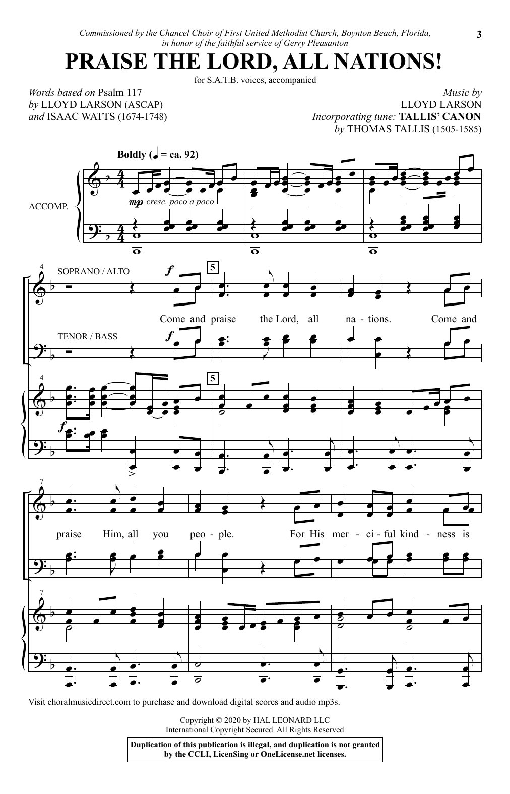 Download Lloyd Larson Praise The Lord, All Nations! Sheet Music and learn how to play SATB Choir PDF digital score in minutes