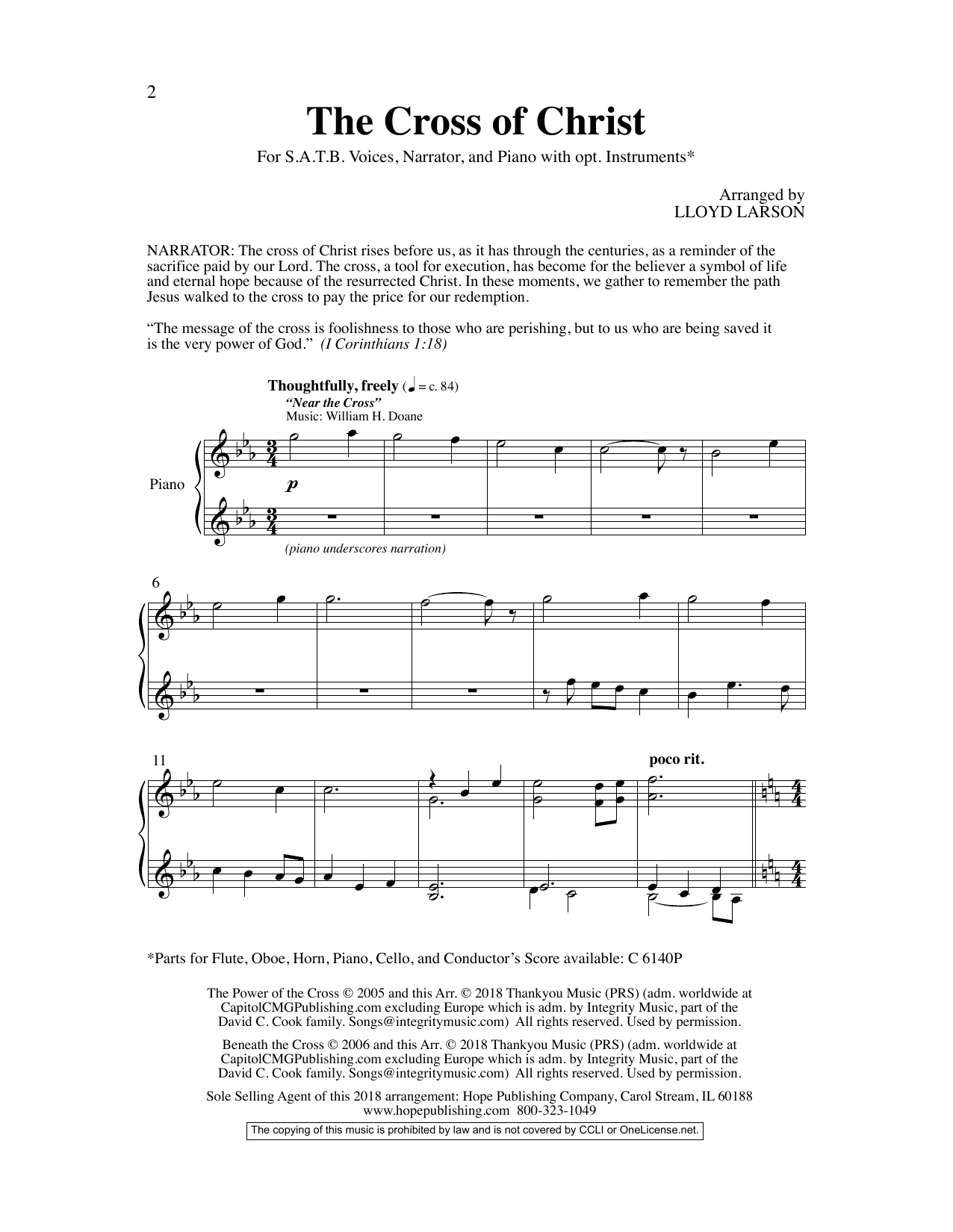 Download Lloyd Larson The Cross Of Christ Sheet Music and learn how to play SATB Choir PDF digital score in minutes