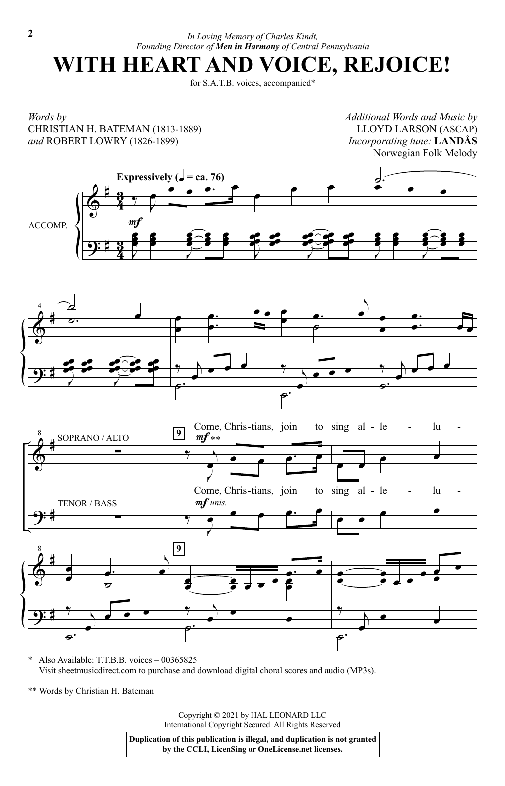 Download Lloyd Larson With Heart And Voice, Rejoice! Sheet Music and learn how to play SATB Choir PDF digital score in minutes