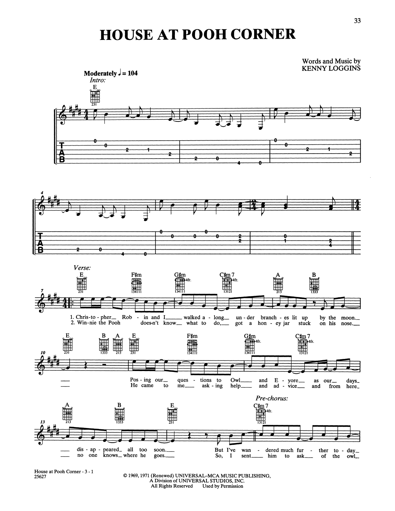 Download Loggins & Messina House At Pooh Corner Sheet Music and learn how to play Piano, Vocal & Guitar Chords (Right-Hand Melody) PDF digital score in minutes
