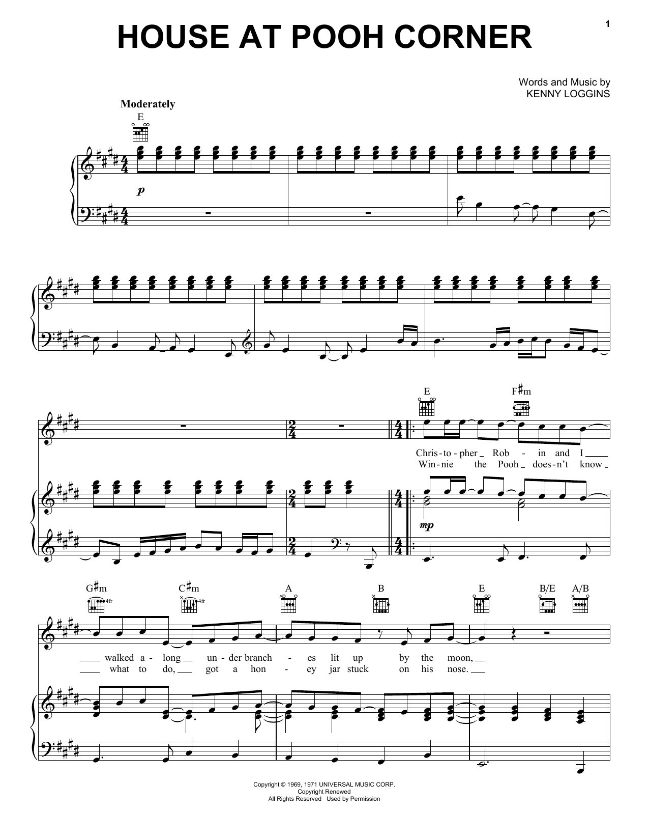 Download Loggins & Messina House At Pooh Corner Sheet Music and learn how to play Piano, Vocal & Guitar Chords (Right-Hand Melody) PDF digital score in minutes