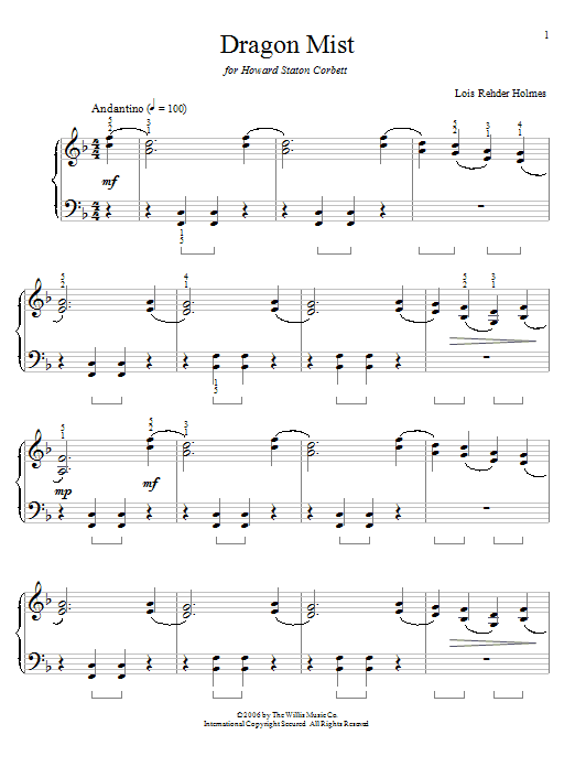Download Lois Rehder Holmes Dragon Mist Sheet Music and learn how to play Easy Piano PDF digital score in minutes