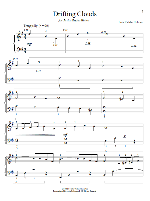 Download Lois Rehder Holmes Drifting Clouds Sheet Music and learn how to play Easy Piano PDF digital score in minutes