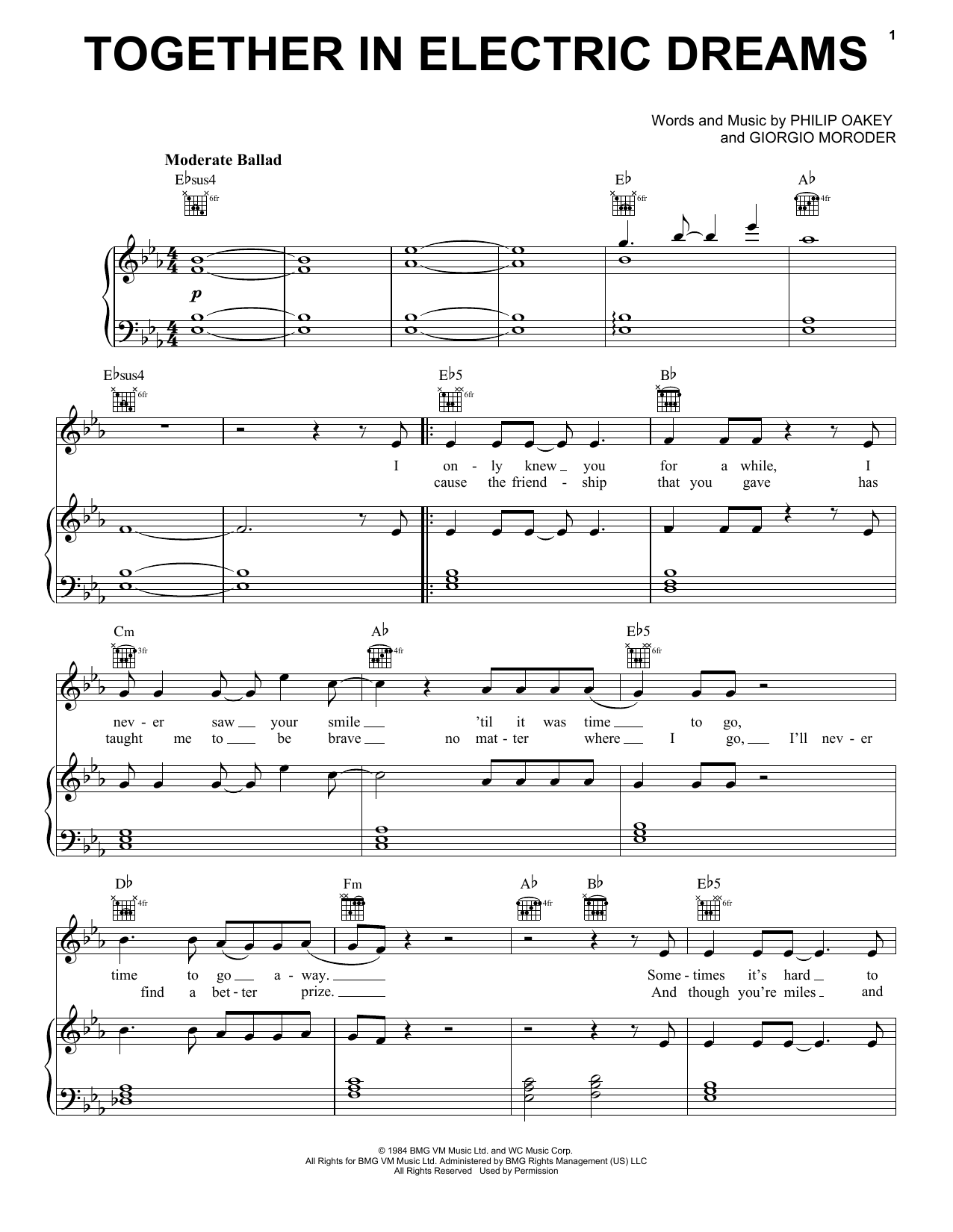 Download Lola Young Together In Electric Dreams (John Lewis 2021) Sheet Music and learn how to play Piano, Vocal & Guitar Chords (Right-Hand Melody) PDF digital score in minutes