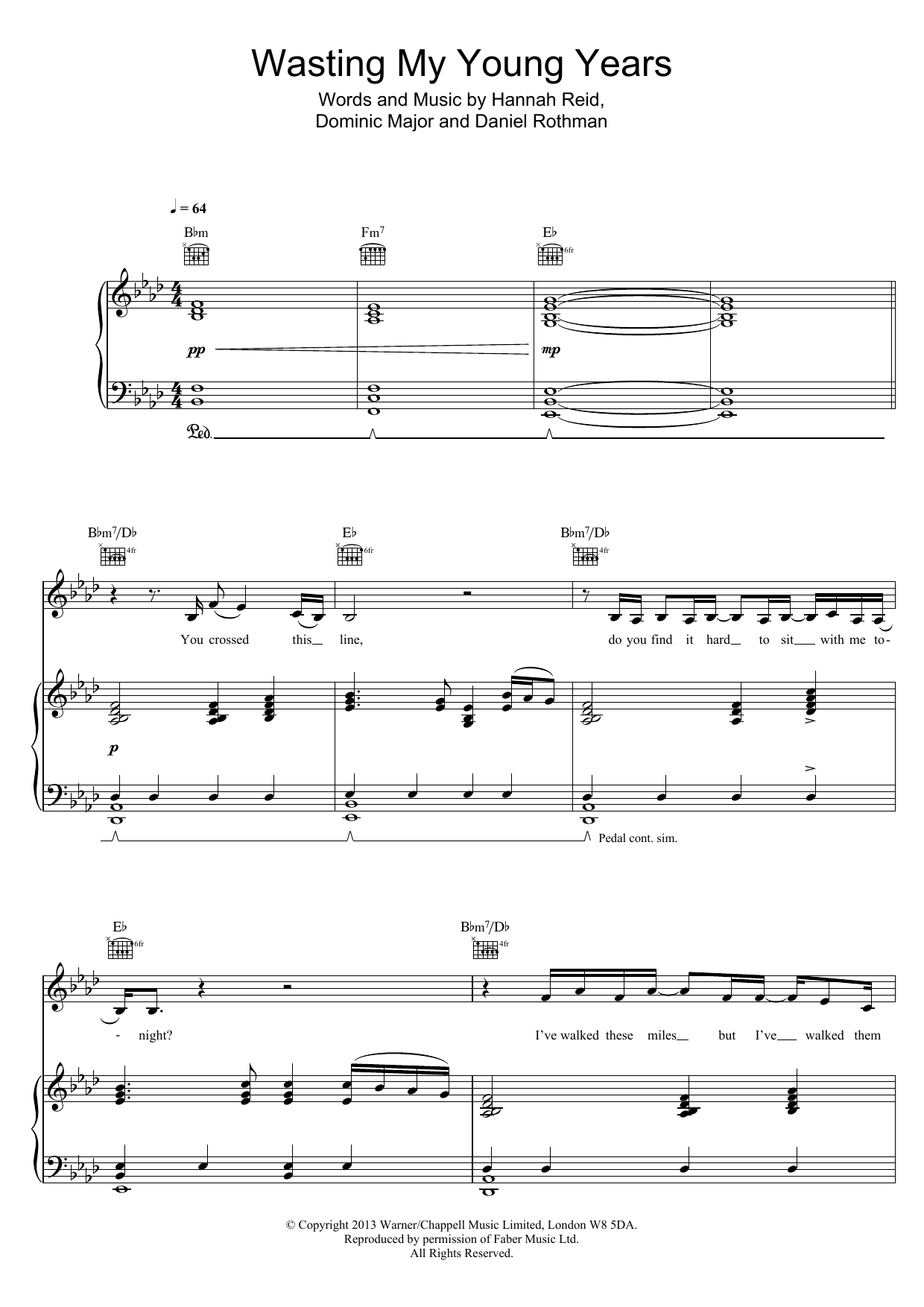 Download London Grammar Wasting My Young Years Sheet Music and learn how to play Piano, Vocal & Guitar PDF digital score in minutes