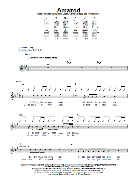 Download Lonestar Amazed Sheet Music and learn how to play Ukulele PDF digital score in minutes