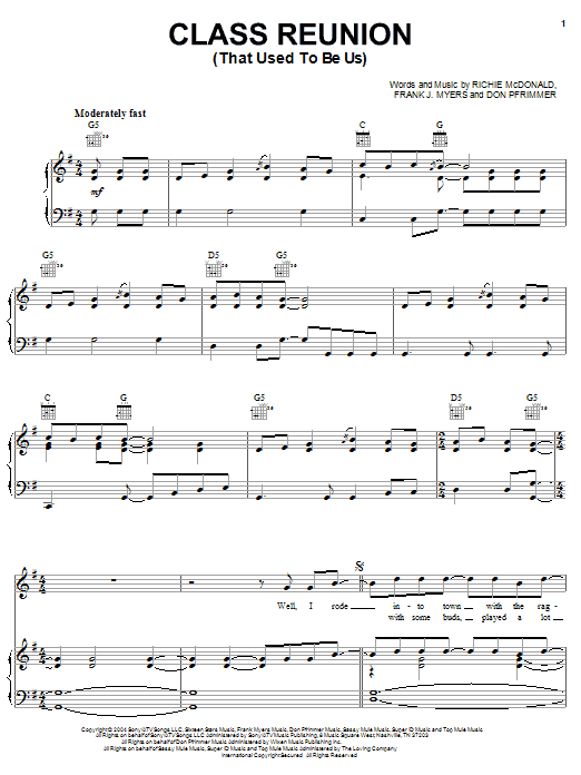 Download Lonestar Class Reunion (That Used To Be Us) Sheet Music and learn how to play Piano, Vocal & Guitar (Right-Hand Melody) PDF digital score in minutes