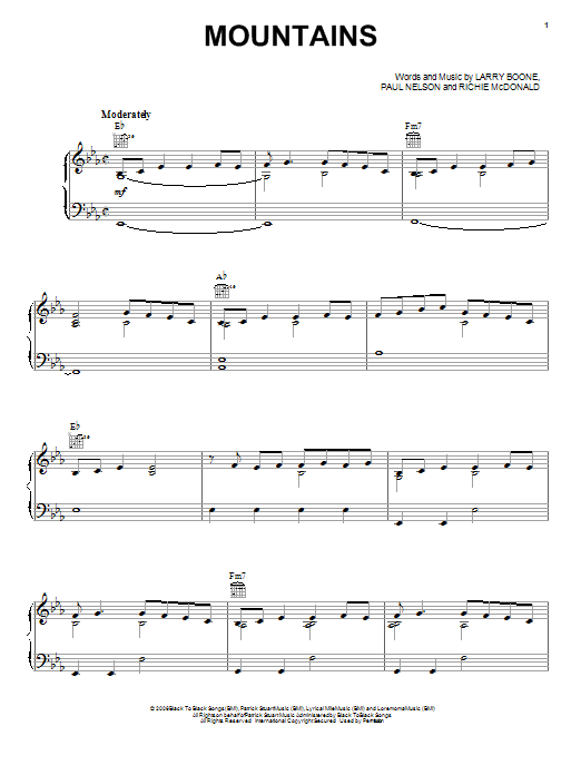 Download Lonestar Mountains Sheet Music and learn how to play Piano, Vocal & Guitar (Right-Hand Melody) PDF digital score in minutes