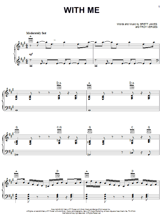 Download Lonestar With Me Sheet Music and learn how to play Piano, Vocal & Guitar (Right-Hand Melody) PDF digital score in minutes