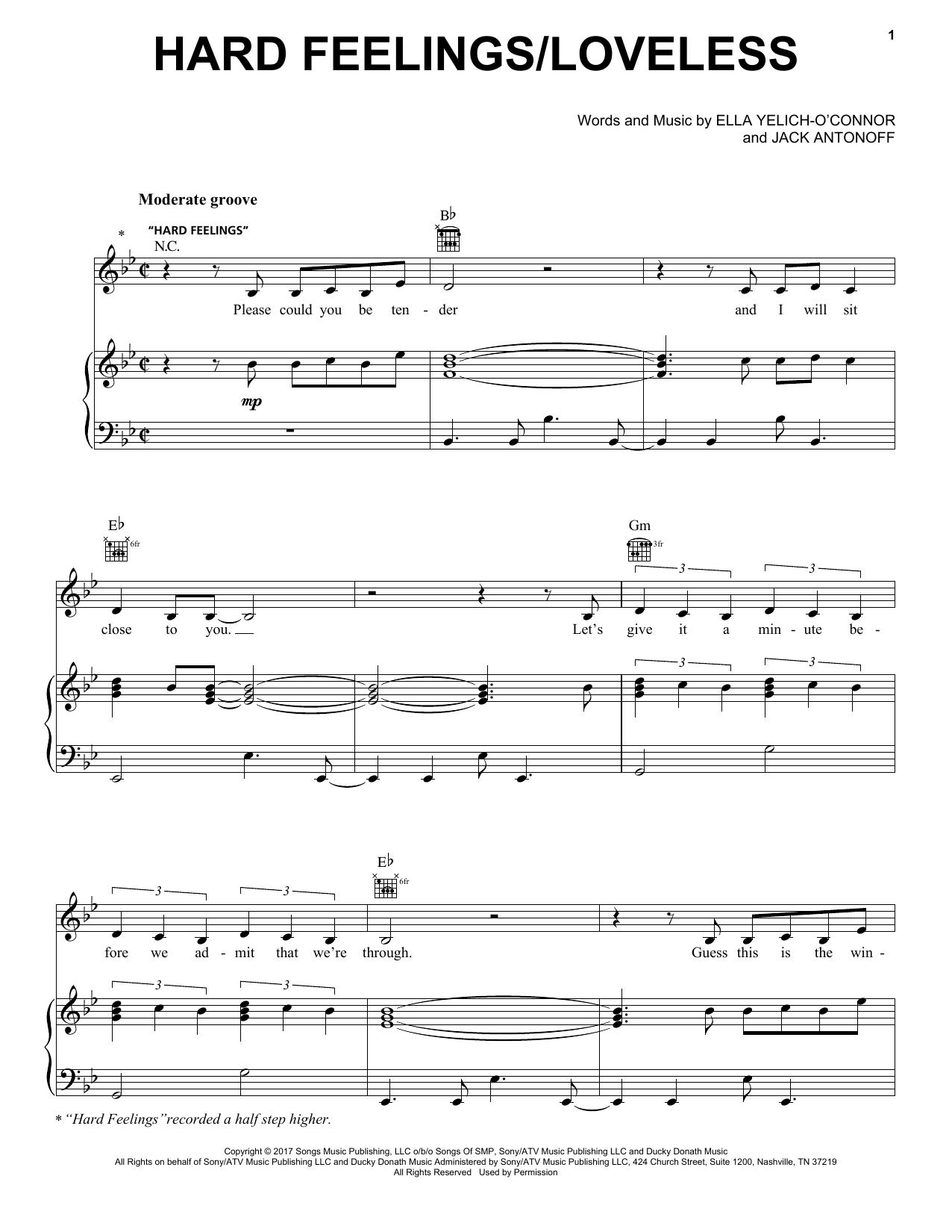 Download Lorde Hard Feelings/Loveless Sheet Music and learn how to play Piano, Vocal & Guitar (Right-Hand Melody) PDF digital score in minutes
