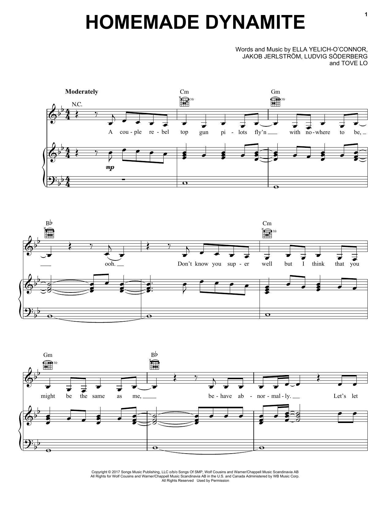 Download Lorde Homemade Dynamite Sheet Music and learn how to play Piano, Vocal & Guitar (Right-Hand Melody) PDF digital score in minutes