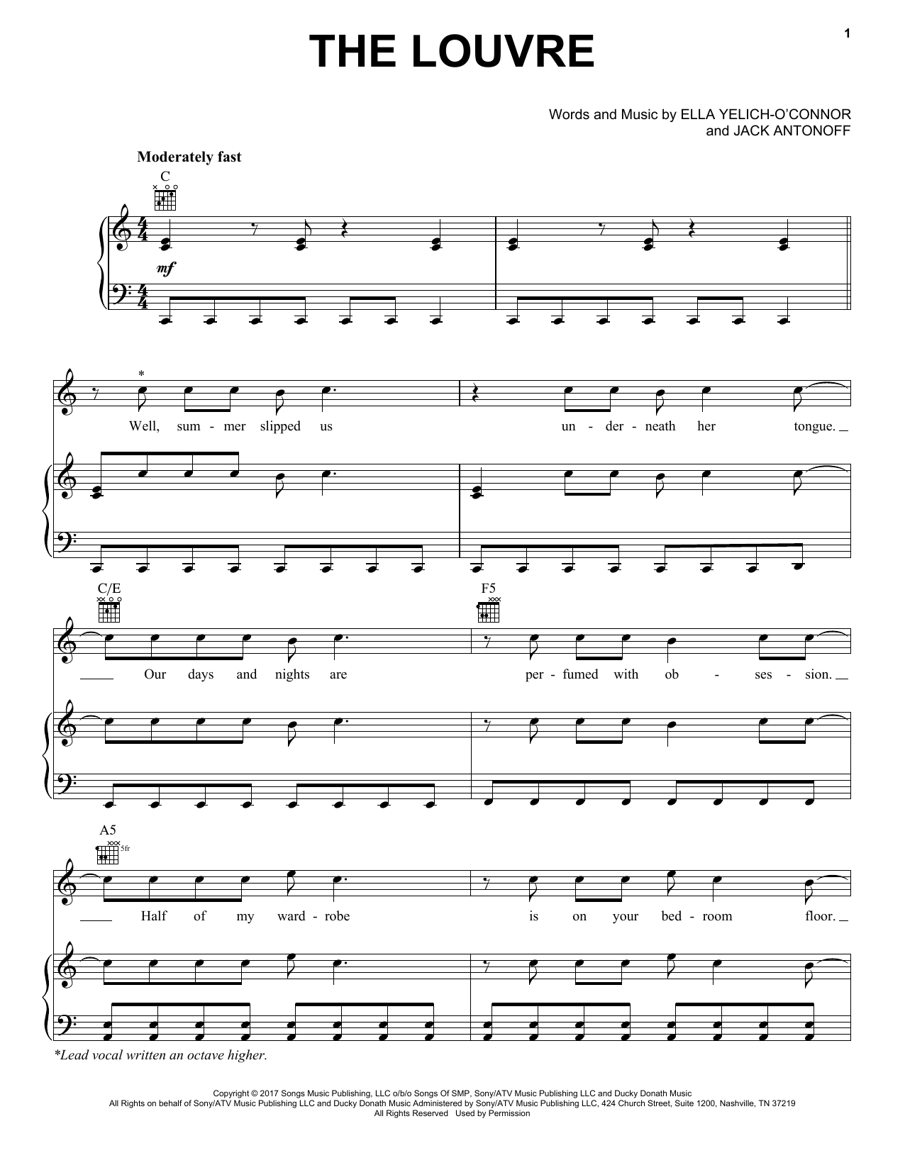 Download Lorde The Louvre Sheet Music and learn how to play Piano, Vocal & Guitar (Right-Hand Melody) PDF digital score in minutes