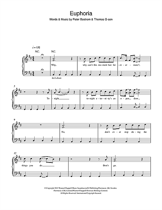 Download Loreen Euphoria Sheet Music and learn how to play Keyboard PDF digital score in minutes
