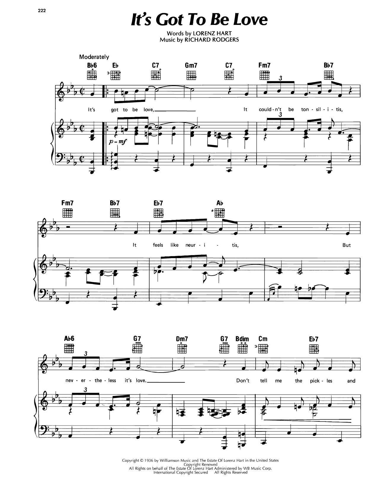Download Lorenz Hart It's Got To Be Love (from On Your Toes) Sheet Music and learn how to play Piano, Vocal & Guitar Chords (Right-Hand Melody) PDF digital score in minutes