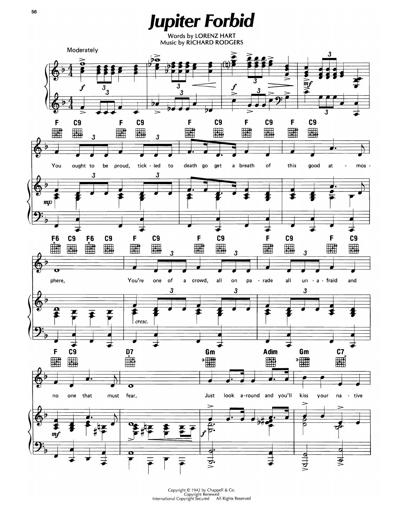 Download Lorenz Hart Jupiter Forbid (from By Jupiter) Sheet Music and learn how to play Piano, Vocal & Guitar Chords (Right-Hand Melody) PDF digital score in minutes