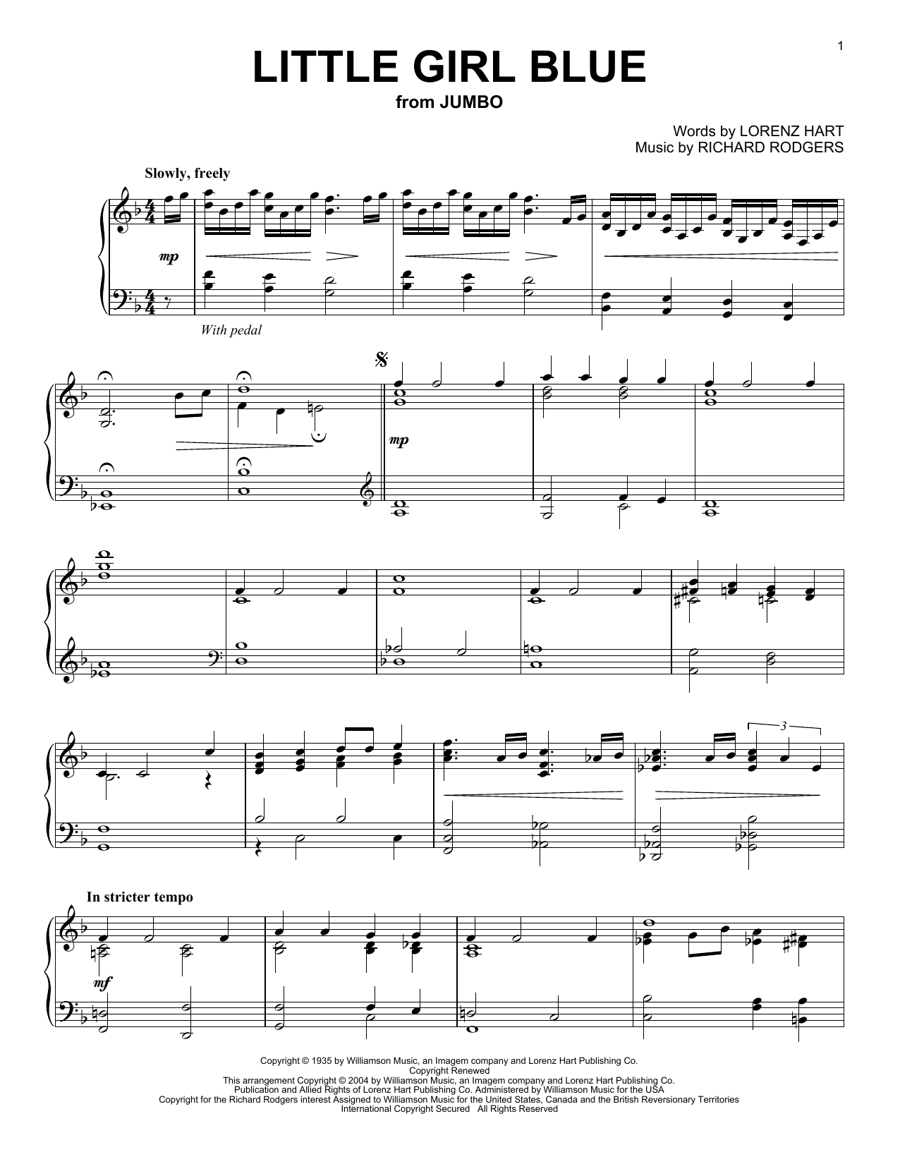 Download Lorenz Hart Little Girl Blue Sheet Music and learn how to play Piano PDF digital score in minutes