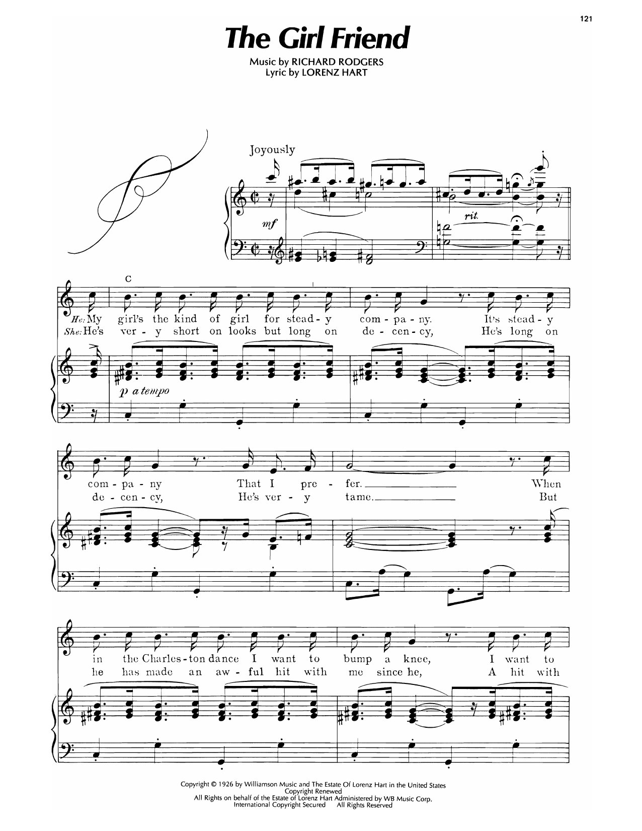 Download Lorenz Hart The Girl Friend Sheet Music and learn how to play Piano, Vocal & Guitar Chords (Right-Hand Melody) PDF digital score in minutes