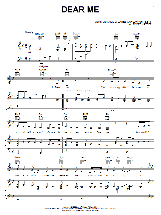 Download Lorrie Morgan Dear Me Sheet Music and learn how to play Piano, Vocal & Guitar (Right-Hand Melody) PDF digital score in minutes