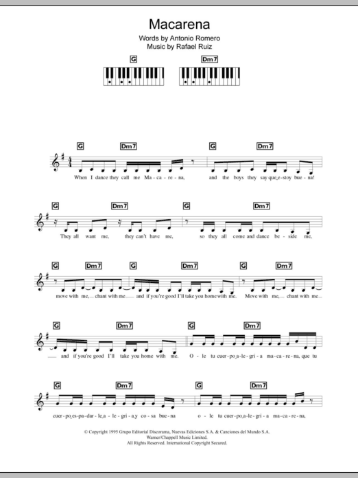 Download Los Del Rio Macarena Sheet Music and learn how to play Keyboard PDF digital score in minutes