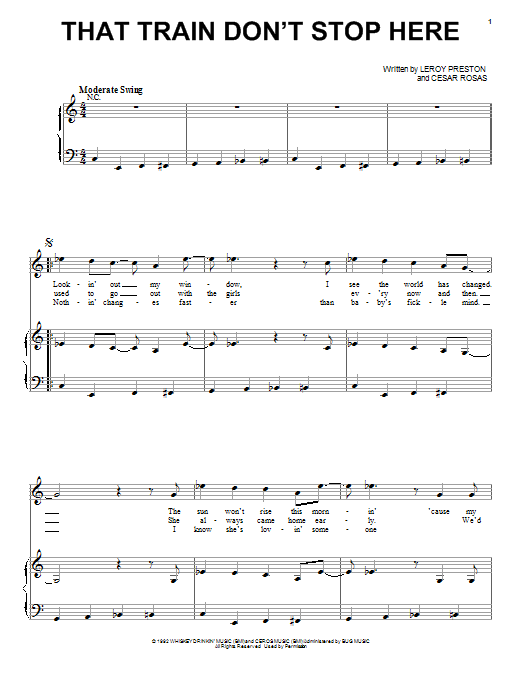 Download Los Lobos That Train Don't Stop Here Sheet Music and learn how to play Piano, Vocal & Guitar (Right-Hand Melody) PDF digital score in minutes